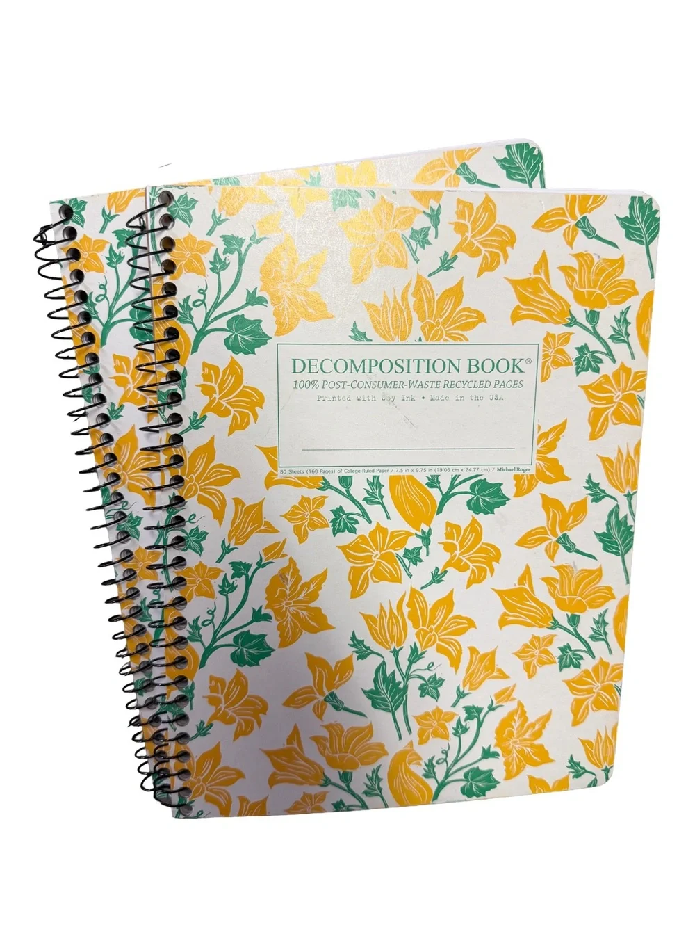 Decomposition Book Spiral Notebook - Yellow & Green Floral Price is Firm 😉